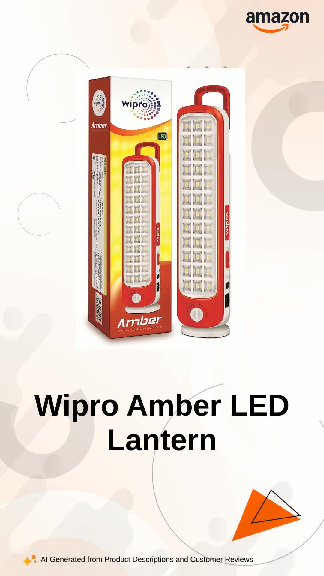 wipro Acrylonitrile Butadiene Styrene Amber Rechargeable Emergency